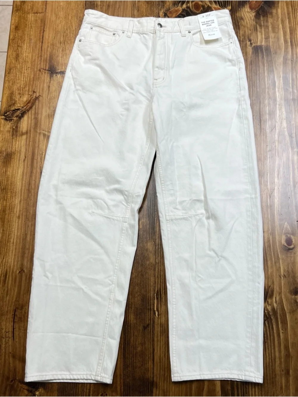 Madewell The Tall Darted Barrel Leg Jean Vintage Canvas Cream White Size 30 Tall